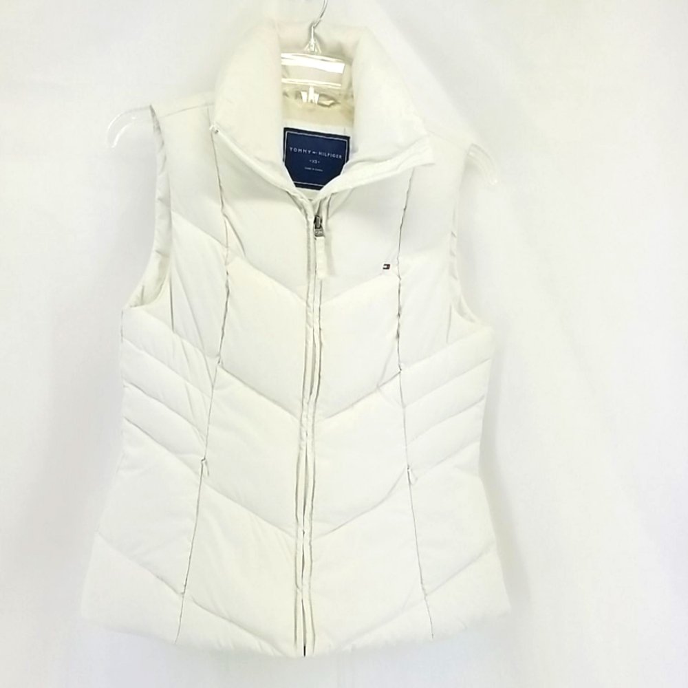 TOMMY HILFIGER White Puffer Down Feather Vest